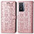 Custodia Portafoglio In Pelle Fantasia Modello Cover con Supporto S03D per Vivo Y76 5G Oro Rosa