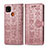 Custodia Portafoglio In Pelle Fantasia Modello Cover con Supporto S03D per Xiaomi POCO C3 Oro Rosa