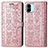 Custodia Portafoglio In Pelle Fantasia Modello Cover con Supporto S03D per Xiaomi Poco C50 Oro Rosa