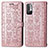 Custodia Portafoglio In Pelle Fantasia Modello Cover con Supporto S03D per Xiaomi Redmi Note 10 JE 5G Oro Rosa