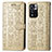 Custodia Portafoglio In Pelle Fantasia Modello Cover con Supporto S03D per Xiaomi Redmi Note 11 Pro+ Plus 5G Oro