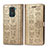 Custodia Portafoglio In Pelle Fantasia Modello Cover con Supporto S03D per Xiaomi Redmi Note 9 Oro