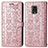 Custodia Portafoglio In Pelle Fantasia Modello Cover con Supporto S03D per Xiaomi Redmi Note 9 Pro Oro Rosa