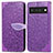 Custodia Portafoglio In Pelle Fantasia Modello Cover con Supporto S04D per Google Pixel 6 Pro 5G Viola