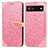 Custodia Portafoglio In Pelle Fantasia Modello Cover con Supporto S04D per Google Pixel 6a 5G Oro Rosa