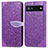 Custodia Portafoglio In Pelle Fantasia Modello Cover con Supporto S04D per Google Pixel 6a 5G Viola