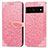 Custodia Portafoglio In Pelle Fantasia Modello Cover con Supporto S04D per Google Pixel 7a 5G Oro Rosa