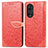 Custodia Portafoglio In Pelle Fantasia Modello Cover con Supporto S04D per Huawei Honor 50 5G Rosso