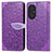 Custodia Portafoglio In Pelle Fantasia Modello Cover con Supporto S04D per Huawei Honor 50 SE 5G Viola