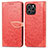 Custodia Portafoglio In Pelle Fantasia Modello Cover con Supporto S04D per Huawei Honor 60 SE 5G Rosso