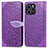 Custodia Portafoglio In Pelle Fantasia Modello Cover con Supporto S04D per Huawei Honor 60 SE 5G Viola