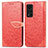 Custodia Portafoglio In Pelle Fantasia Modello Cover con Supporto S04D per Huawei Honor V40 5G Rosso