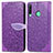 Custodia Portafoglio In Pelle Fantasia Modello Cover con Supporto S04D per Huawei Y7p Viola