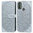 Custodia Portafoglio In Pelle Fantasia Modello Cover con Supporto S04D per Motorola Moto E20 Grigio