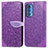 Custodia Portafoglio In Pelle Fantasia Modello Cover con Supporto S04D per Motorola Moto Edge 20 Pro 5G Viola