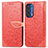 Custodia Portafoglio In Pelle Fantasia Modello Cover con Supporto S04D per Motorola Moto Edge (2021) 5G Rosso