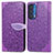 Custodia Portafoglio In Pelle Fantasia Modello Cover con Supporto S04D per Motorola Moto Edge (2021) 5G Viola