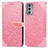 Custodia Portafoglio In Pelle Fantasia Modello Cover con Supporto S04D per Motorola Moto Edge Lite 5G Oro Rosa