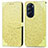 Custodia Portafoglio In Pelle Fantasia Modello Cover con Supporto S04D per Motorola Moto Edge Plus (2022) 5G Giallo