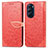 Custodia Portafoglio In Pelle Fantasia Modello Cover con Supporto S04D per Motorola Moto Edge Plus (2022) 5G Rosso