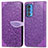 Custodia Portafoglio In Pelle Fantasia Modello Cover con Supporto S04D per Motorola Moto Edge S Pro 5G Viola