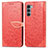 Custodia Portafoglio In Pelle Fantasia Modello Cover con Supporto S04D per Motorola Moto Edge S30 5G Rosso