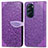 Custodia Portafoglio In Pelle Fantasia Modello Cover con Supporto S04D per Motorola Moto Edge X30 5G Viola