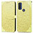 Custodia Portafoglio In Pelle Fantasia Modello Cover con Supporto S04D per Motorola Moto G Pure Giallo