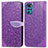 Custodia Portafoglio In Pelle Fantasia Modello Cover con Supporto S04D per Motorola Moto G22 Viola