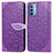 Custodia Portafoglio In Pelle Fantasia Modello Cover con Supporto S04D per Motorola Moto G31 Viola