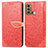 Custodia Portafoglio In Pelle Fantasia Modello Cover con Supporto S04D per Motorola Moto G40 Fusion Rosso