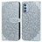 Custodia Portafoglio In Pelle Fantasia Modello Cover con Supporto S04D per Motorola Moto G51 5G Grigio