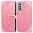 Custodia Portafoglio In Pelle Fantasia Modello Cover con Supporto S04D per Motorola Moto G51 5G Oro Rosa