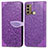 Custodia Portafoglio In Pelle Fantasia Modello Cover con Supporto S04D per Motorola Moto G60 Viola