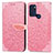 Custodia Portafoglio In Pelle Fantasia Modello Cover con Supporto S04D per Motorola Moto G60s Oro Rosa