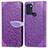 Custodia Portafoglio In Pelle Fantasia Modello Cover con Supporto S04D per Motorola Moto G60s Viola