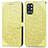 Custodia Portafoglio In Pelle Fantasia Modello Cover con Supporto S04D per OnePlus 9R 5G Giallo