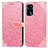 Custodia Portafoglio In Pelle Fantasia Modello Cover con Supporto S04D per Oppo A16 Oro Rosa