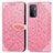 Custodia Portafoglio In Pelle Fantasia Modello Cover con Supporto S04D per Oppo A54 5G Oro Rosa