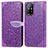 Custodia Portafoglio In Pelle Fantasia Modello Cover con Supporto S04D per Oppo A94 5G Viola