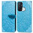 Custodia Portafoglio In Pelle Fantasia Modello Cover con Supporto S04D per Oppo Reno5 A Blu