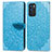 Custodia Portafoglio In Pelle Fantasia Modello Cover con Supporto S04D per Oppo Reno6 5G Blu