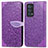 Custodia Portafoglio In Pelle Fantasia Modello Cover con Supporto S04D per Oppo Reno6 Pro 5G Viola