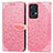 Custodia Portafoglio In Pelle Fantasia Modello Cover con Supporto S04D per Oppo Reno7 Pro 5G Oro Rosa