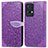 Custodia Portafoglio In Pelle Fantasia Modello Cover con Supporto S04D per Oppo Reno7 Pro 5G Viola