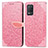 Custodia Portafoglio In Pelle Fantasia Modello Cover con Supporto S04D per Realme 8 5G Oro Rosa