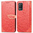 Custodia Portafoglio In Pelle Fantasia Modello Cover con Supporto S04D per Realme 8s 5G Rosso