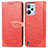 Custodia Portafoglio In Pelle Fantasia Modello Cover con Supporto S04D per Realme C31 Rosso