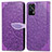 Custodia Portafoglio In Pelle Fantasia Modello Cover con Supporto S04D per Realme GT 5G Viola