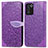 Custodia Portafoglio In Pelle Fantasia Modello Cover con Supporto S04D per Realme Q3s 5G Viola